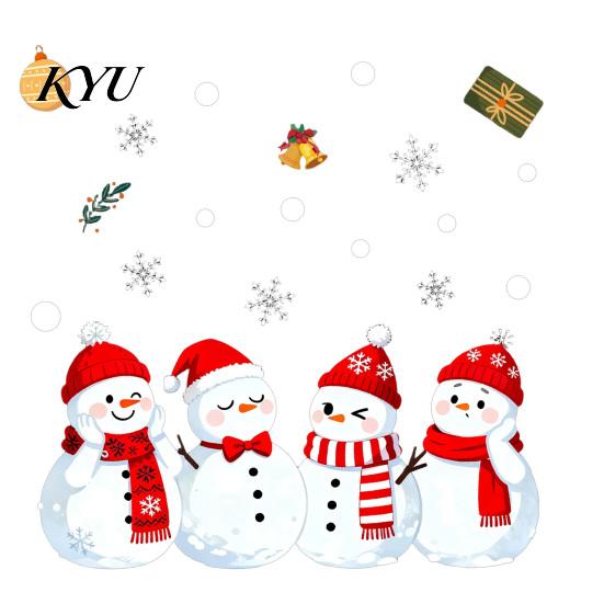 Snowman Glass Decals 1/2 Sheets Christmas Window Cling, Cartoon Decorative Holiday Decorations Sticker, Waterproof Static Decal for Winter Party