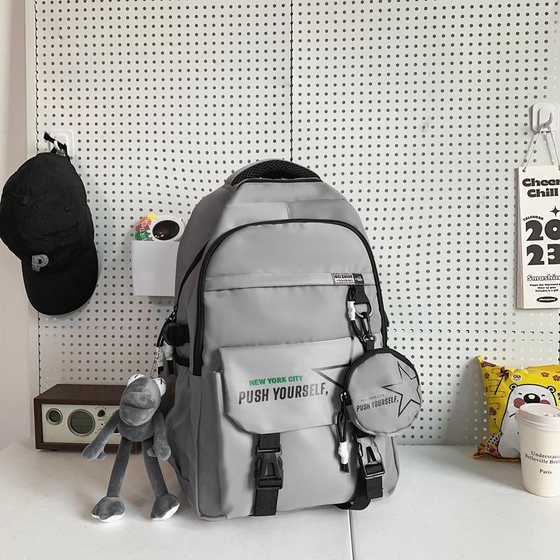 Schoolbag Japanese ins Tooling Style School Bag Male Large Capacity Junior High School Student Backpack Cool College Student Couple Backpack