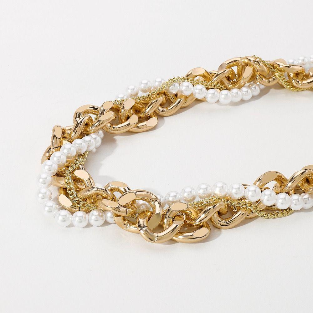 Imitation Pearl Pearl Chain Twine Necklace Neckchain Exaggerated Necklace  Wedding