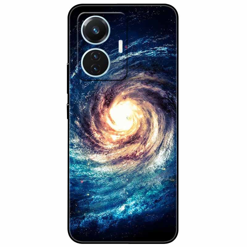 For Vivo T1 4G Case V2153 Covers TPU Black Silicone Starry Moon Cover for Vivo T1 44W Case Shockproof Soft X100 Pro Shells