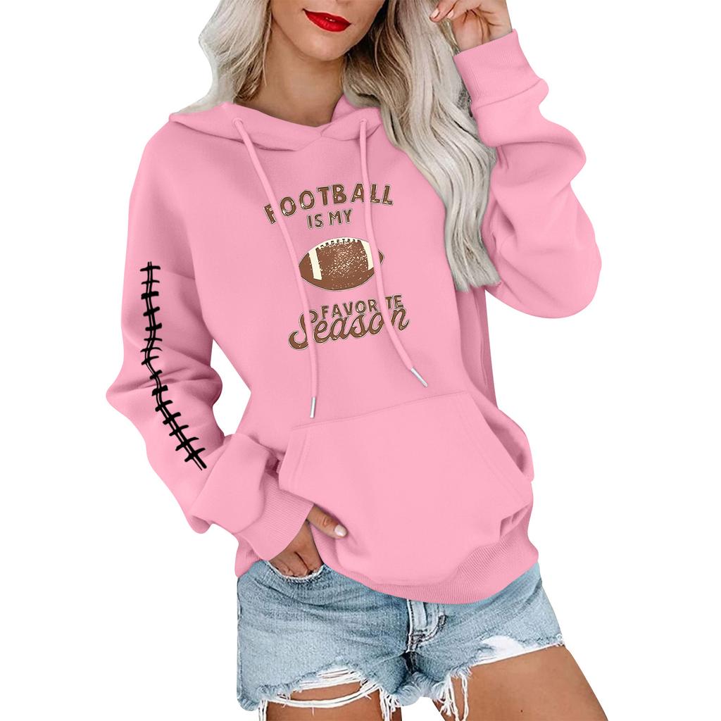 Women's Fashionable, Casual, Comfortable Round-neck, Hooded, Long-sleeved, Rugby-print Warm Sweater