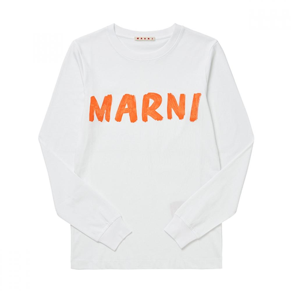 Marni Thje0294p1 UScS11 Low01 Paint Logo Print Women S Long Sleeve Tee