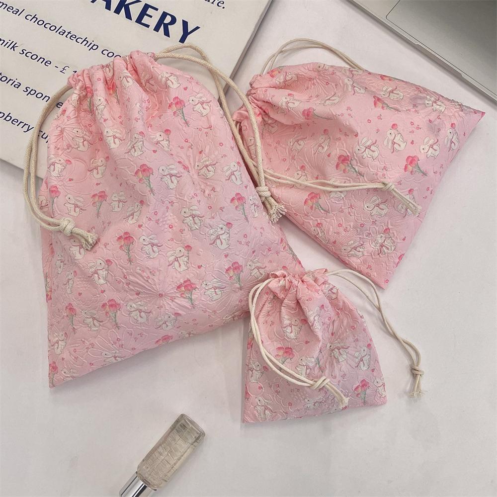 Cute Floral Women Makeup Bag Pouch Kawaii Portable Toiletries Cosmetics Storage Organizer Travel Cosmetic Bag Drawstring Case