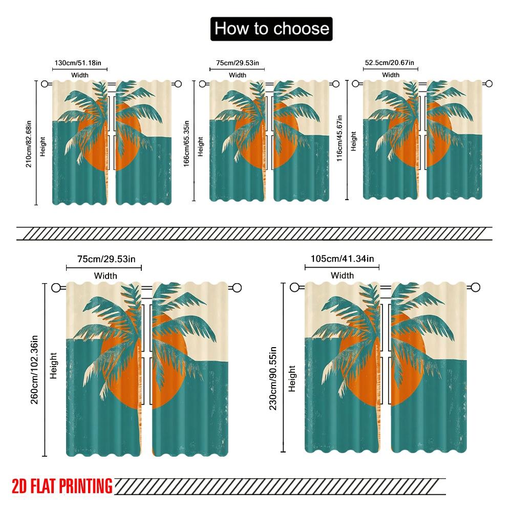 2pcs 2D flat printing Drapes a tree 100% Polyester Without Electricity 0 for Room bedroom wall decor