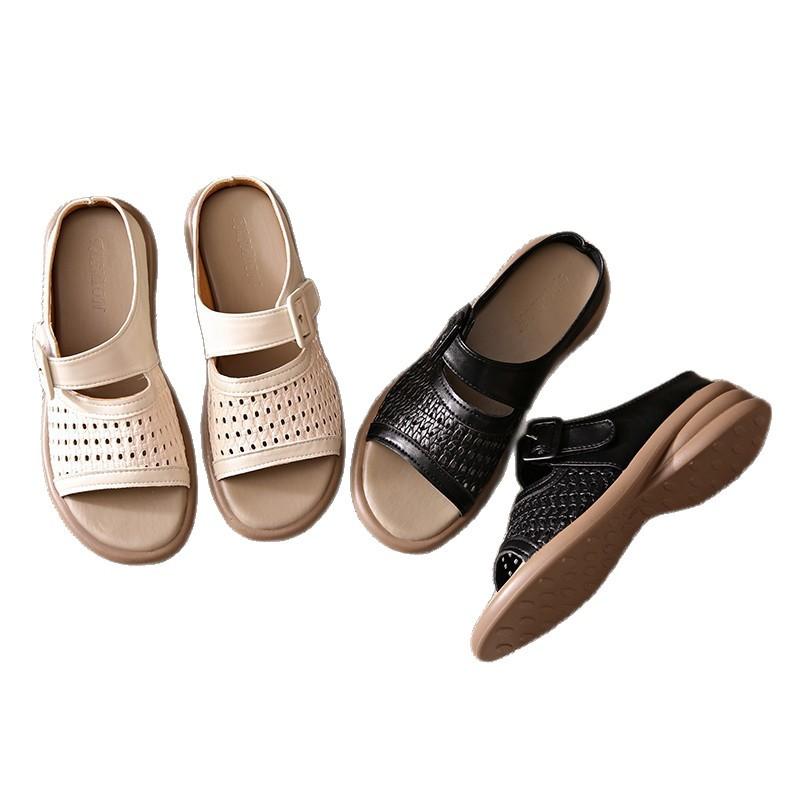 South East Asia large size hollow cool slippers 22 summer new retro belt buckle breathable casual one-word drag