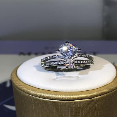 Modische und trendige Diamantringe, hochwertige AAA Zirkonia Verlobungsringe für Damen, klassischer Doppelschichtringschmuck