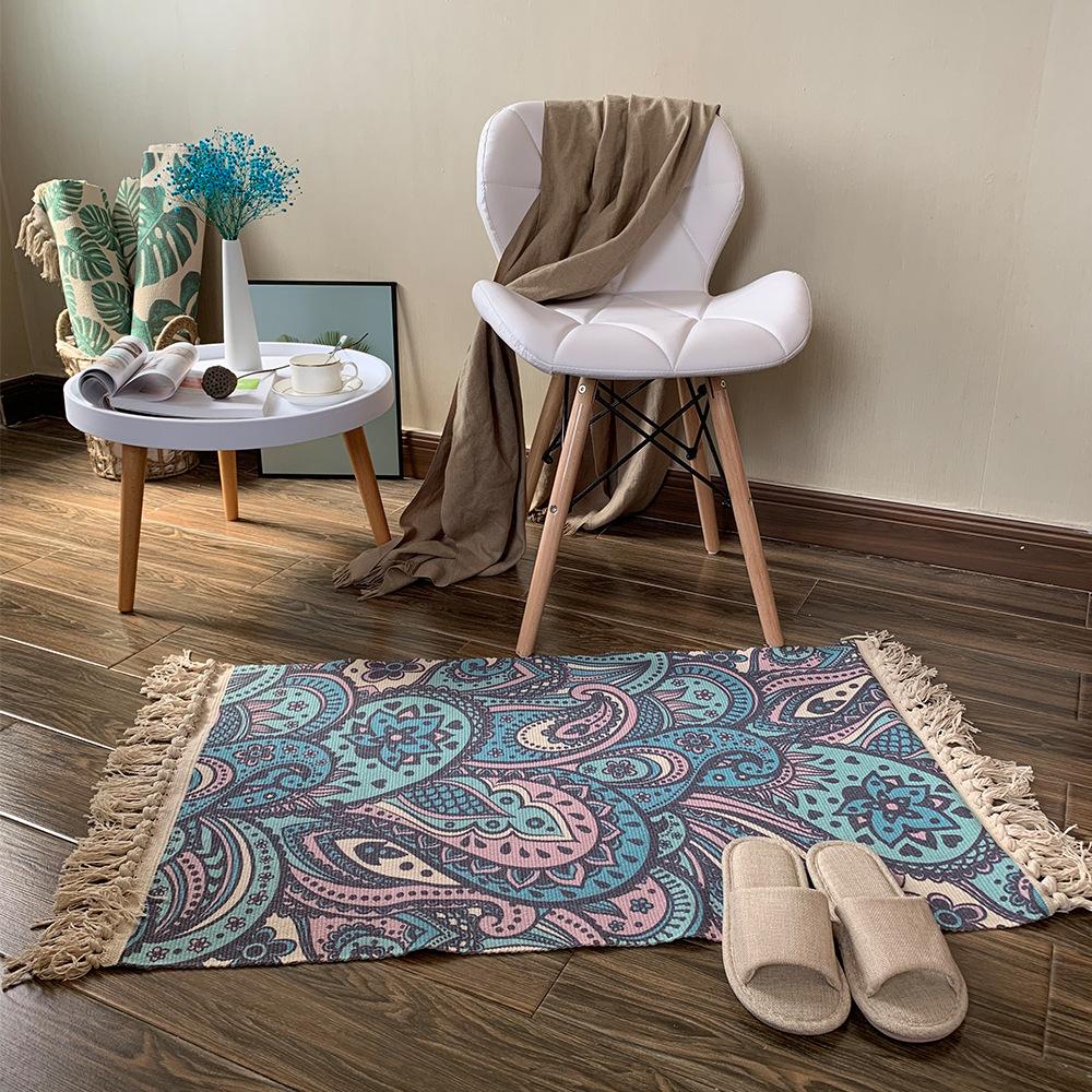 Cotton and Linen Carpet, Living Room Coffee Table Carpet, Bedroom Bedside Foot Mat Thickened Carpet, Bedroom, Foot Mat