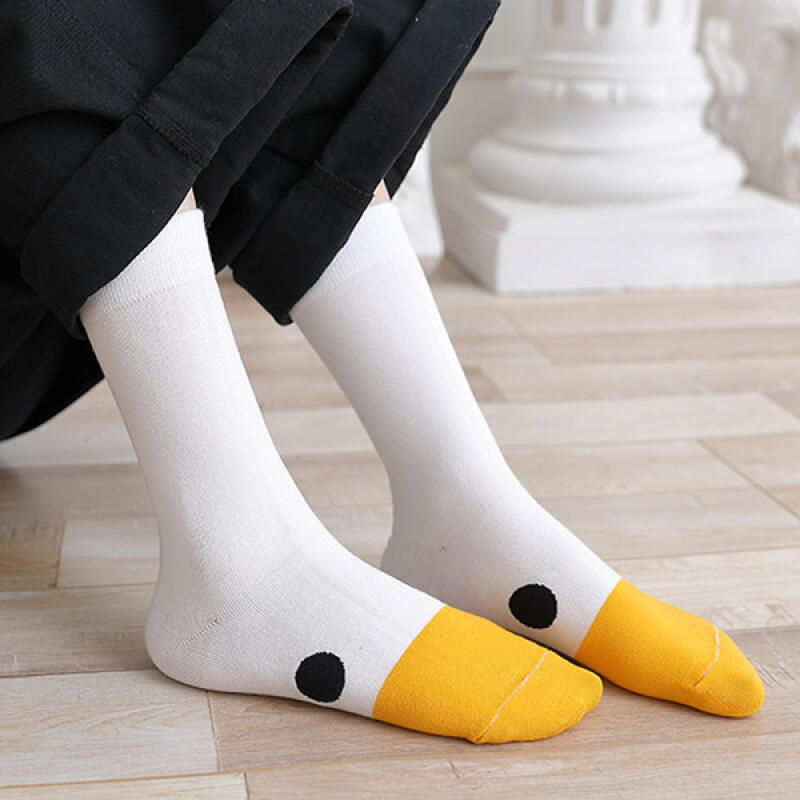 Abeshi s chewy duck long socks, friendship item, couple item white