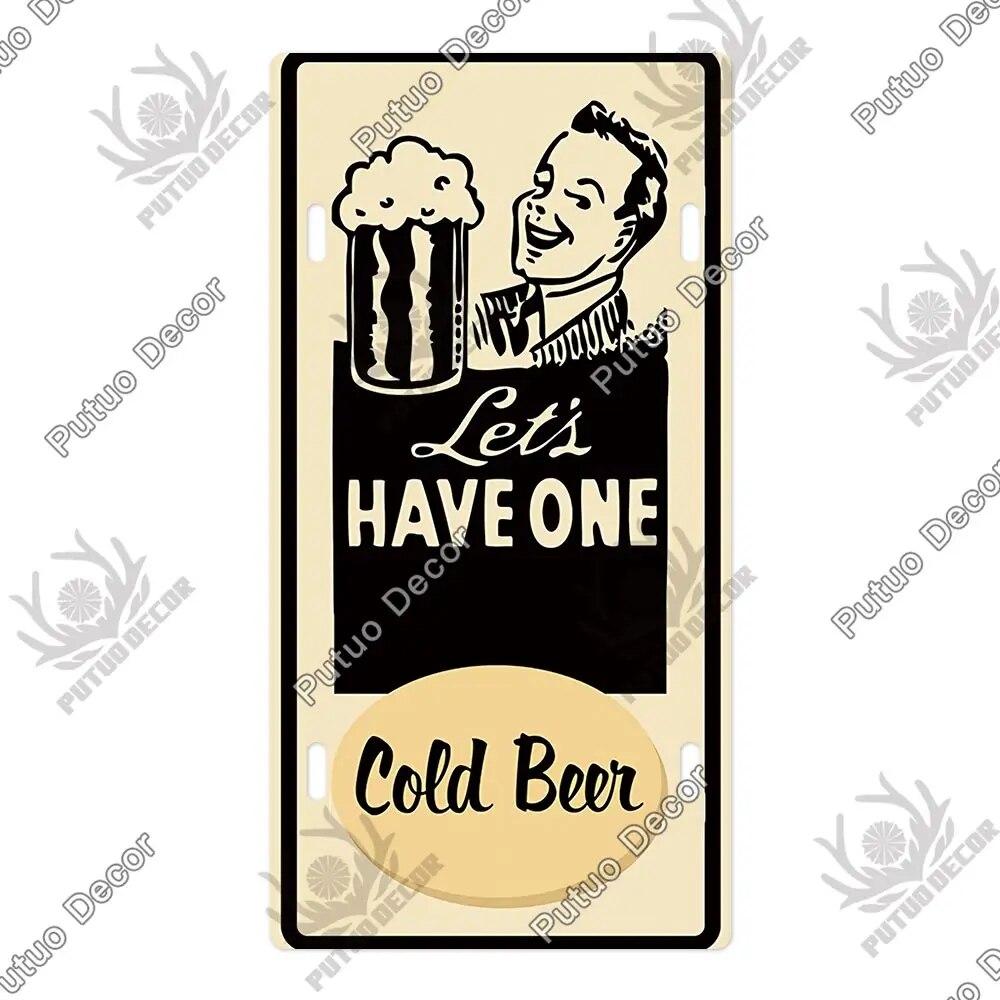 Placa de metal para coquetel Putuo Decor Placa de licença Placa de metal Placa de lata vintage Decoração para Pub Bar Sala de estar Porta Clube Decoração