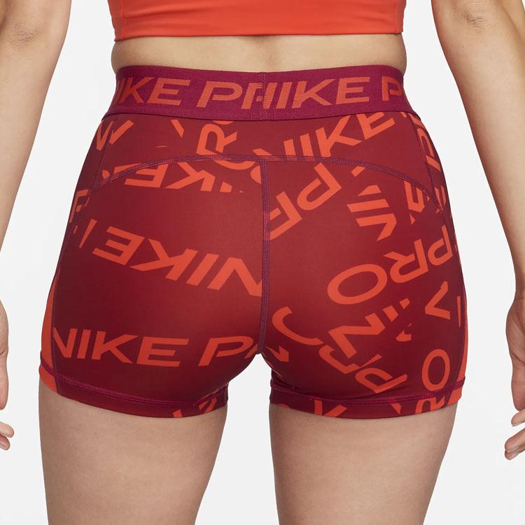 Nike Pro Letter Print Slim Fit Sports Shorts Women shorts Noble-Red FB5457-620
