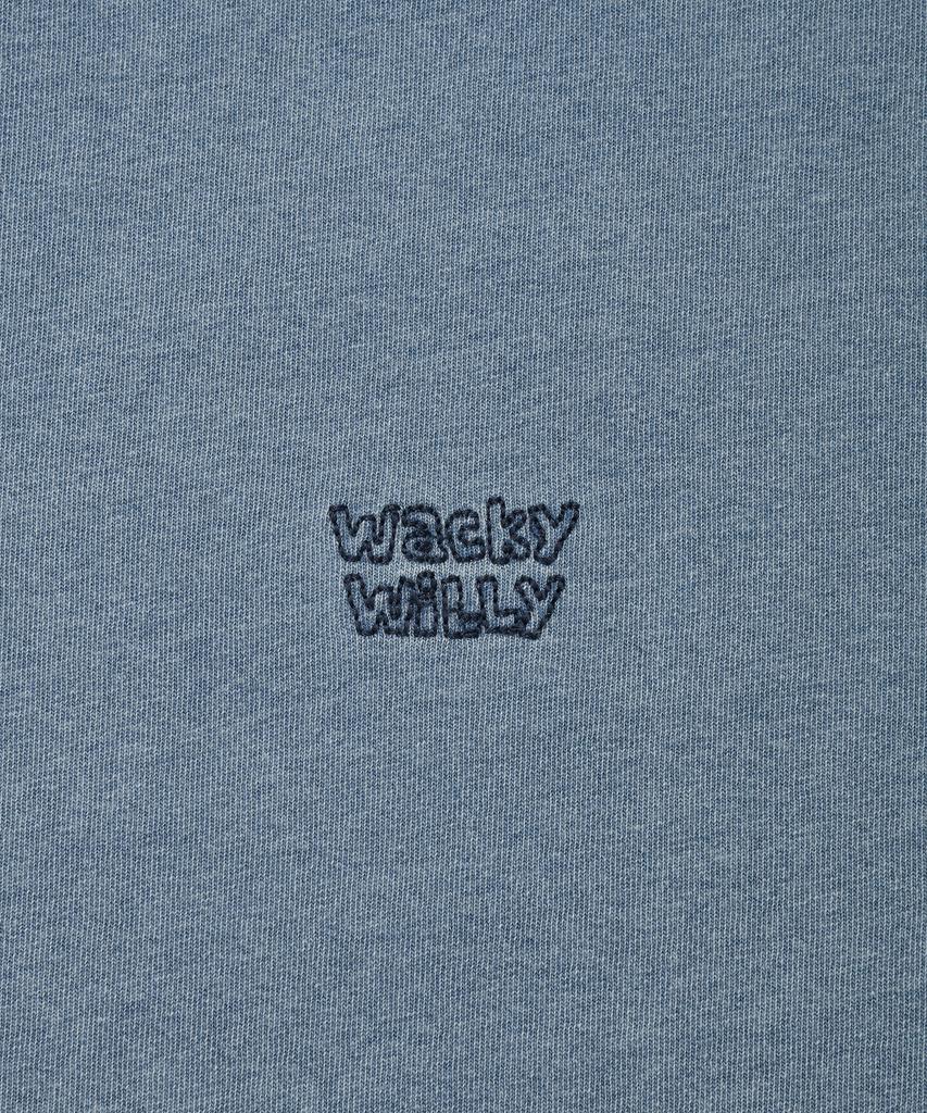 WACKY WILLY Denim-Like Small Logo Short Sleeve T-Shirt Light Blue