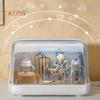Baby Bottle Drying Rack with Cover 360-Degree Sealing Kitchen Cabinet Organizer Bottle Holder for Valves Straws Nipples Space-Saving Countertop Dryer