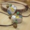 Gift Summer Unisex Adjustable Ceramic Necklace Bee Pendant Necklace Clavicle Chain Sweater Chain