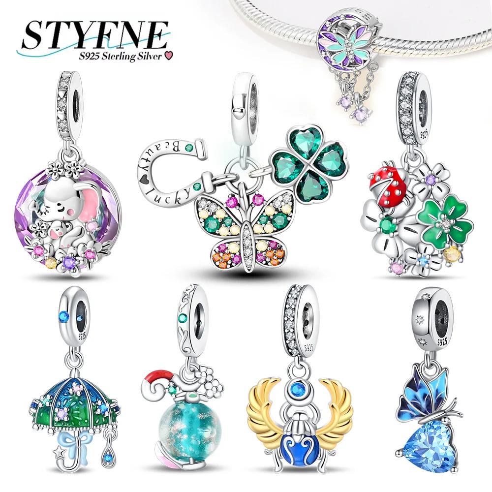 Charms Plataoriginales Four Leaf Clover Beads For Charms Copper Bracelet Beads Jewellery Making Women'S Gift