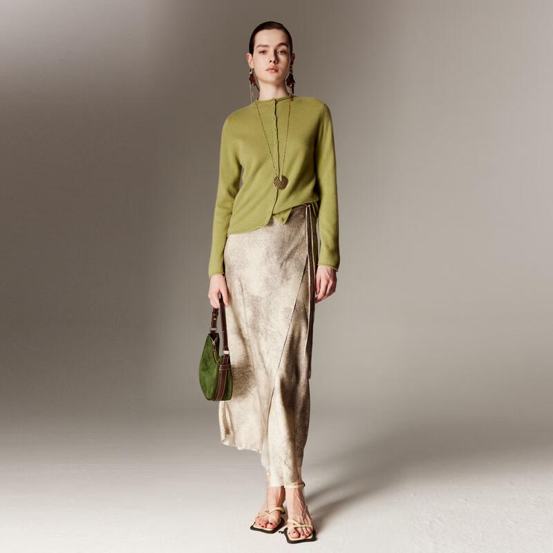 PALUOPO Women's 100% Cashmere Round Neck Cardigan