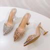 Elegant Pointed Toe Clear High Heels Wedding Prom Shoes Fashion Crystal Diamond Rivet PVC Transparent Sandals Women Pumps