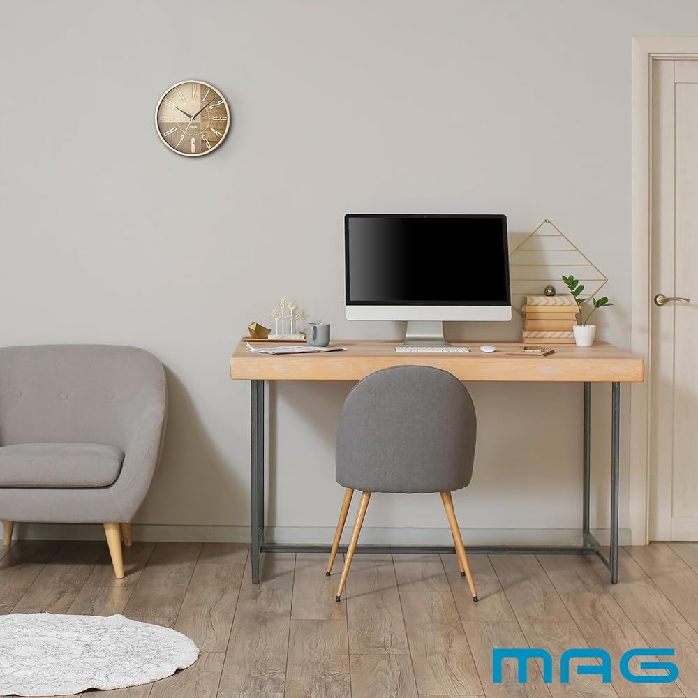 MAG Wall Clock, Radio-Controlled, Analog, Cute, Stylish, Nordic Style, Wood Grain, 29.0cm Diameter,