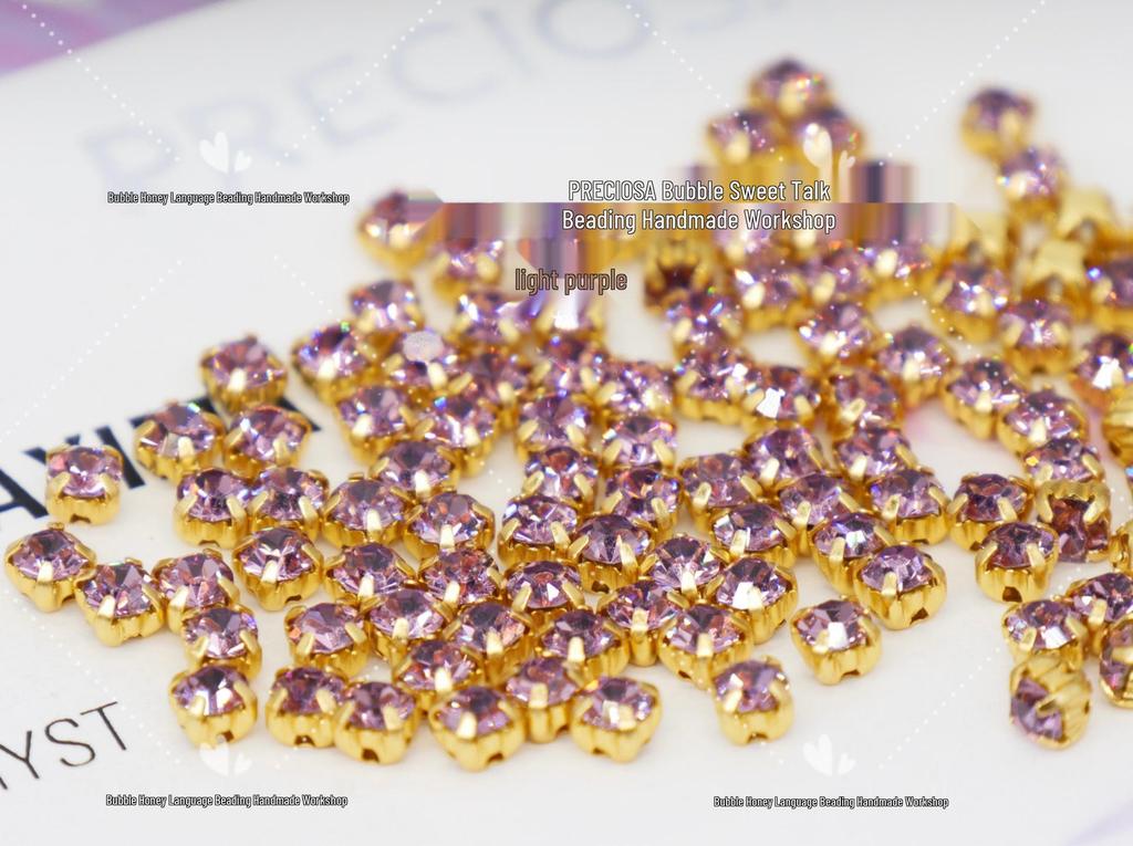 Czech Preciosa Claw Rhinestones Gold Base, PP24/31, 3mm/4mm, 20 Pieces