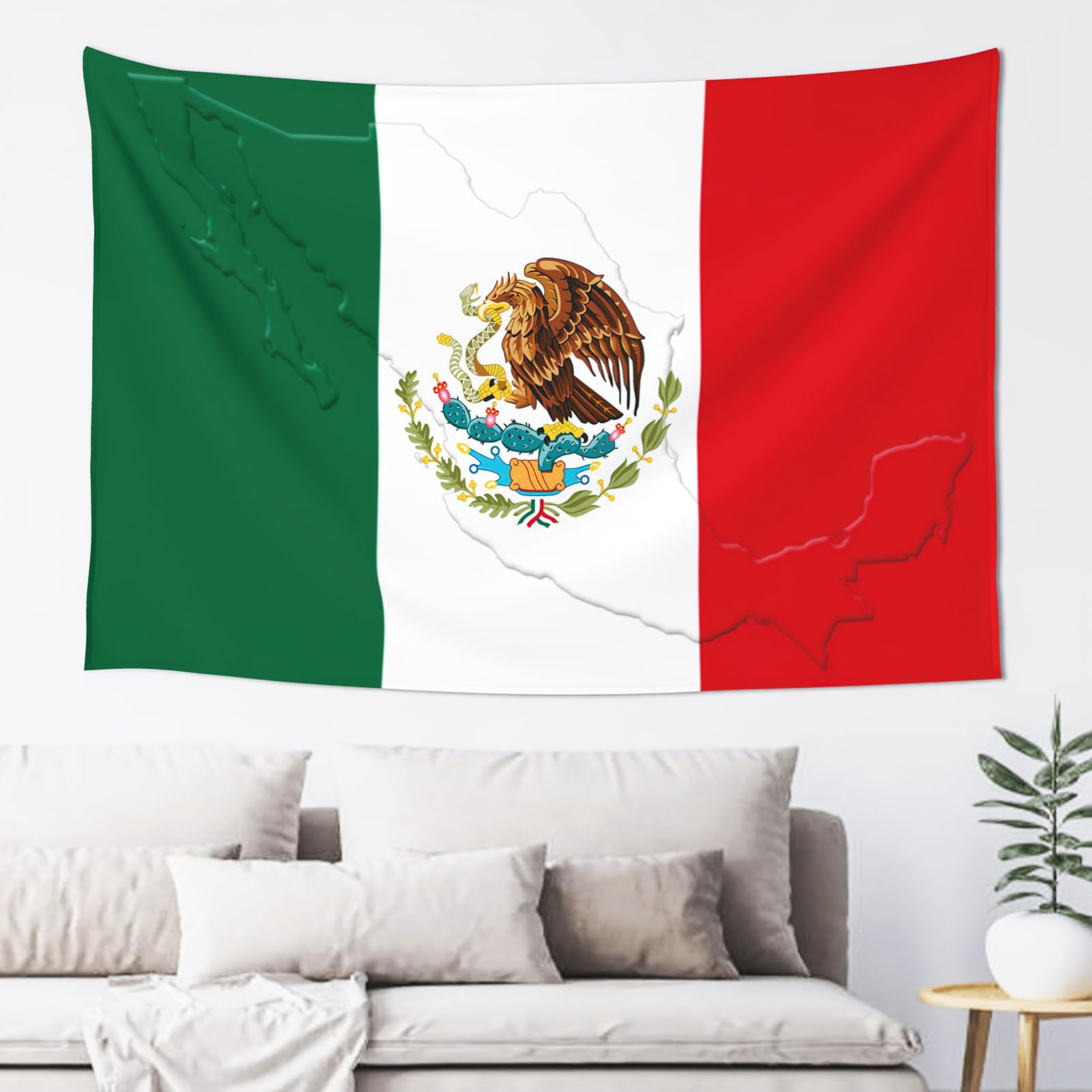 

Hapioen Mexican National Flag Hippie Art Tapestry Wall Hanging Room Bedroom Living Patriotic Decoration Mexico Flags Tapestries 74x94cm(29x37in)