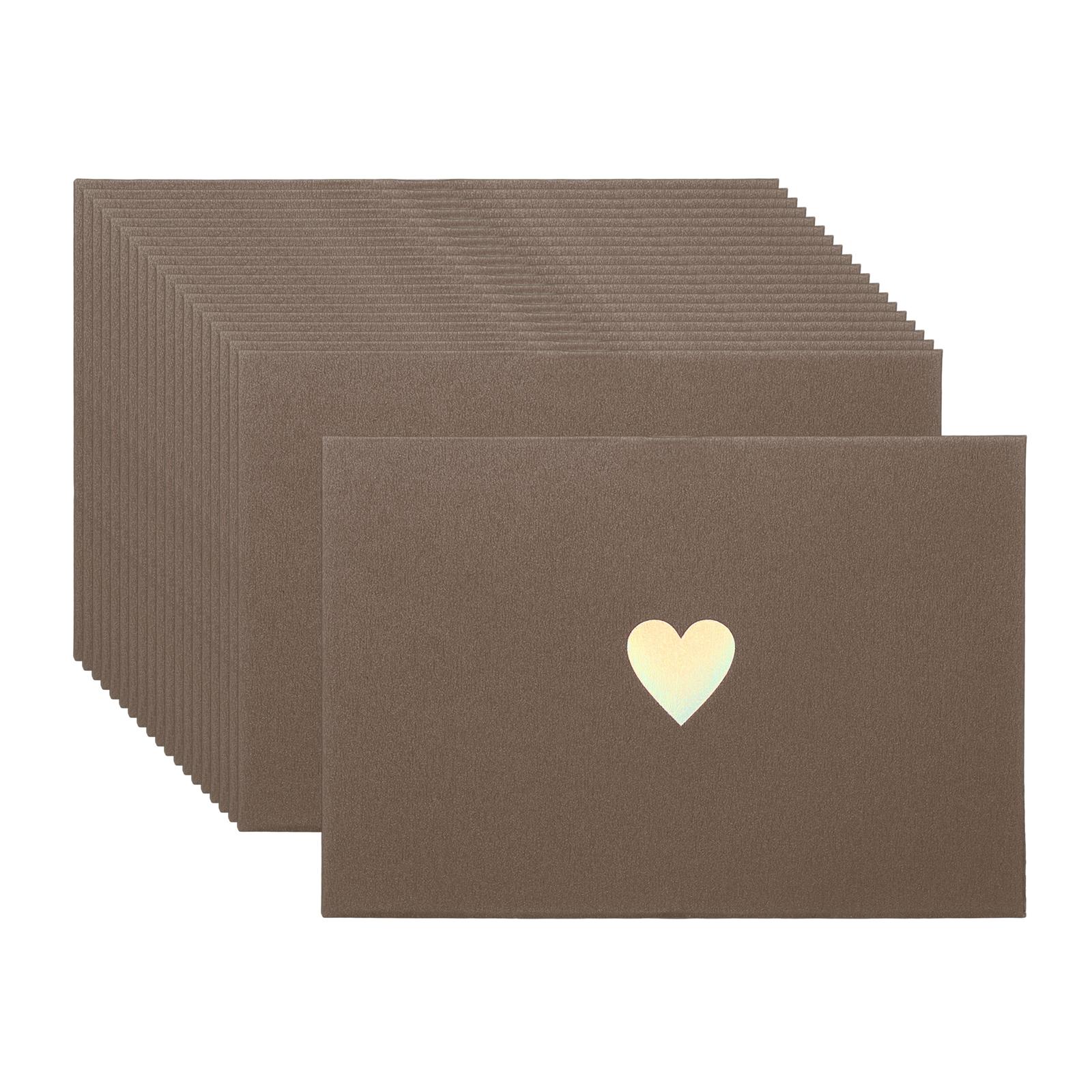 

20Pcs/Set Mini Card Envelopes Pearlescent Paper Envelopes Business Greeting Cards Holder with Heart Pattern for Birthday Wedding коричневий