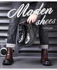 Men's Genuine Leather High-Top Martin Boots with Velvet Lining - Stylish and Warm Motorcycle Work Boots