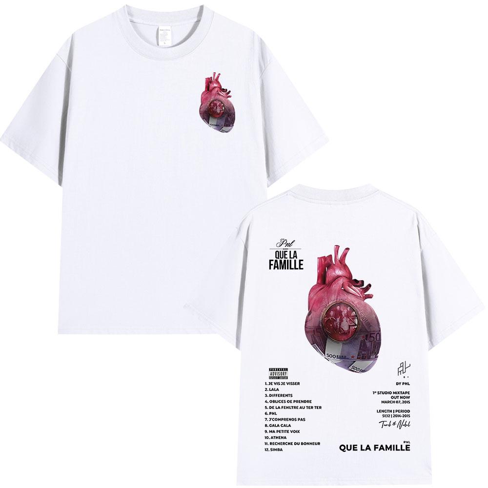 

French Rapper PNL Que La Famille Le Monde Chico Album T-shirt Men Women Hip Hop Fashion Cotton Short Sleeve T-shirts Streetwear S