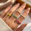 Unique Vintage Geometric Ring Flower Adjustable Tulip Ring Bohemian Enamel Open Ring  Parties