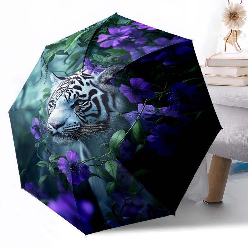 Yin Yang tiger himmelsk konst Utomhus Automatiskt Paraply Infällbar Design med 8 Ribbor Hållbarhet Lättvikt Perfekt Gåva för Vänner Familj