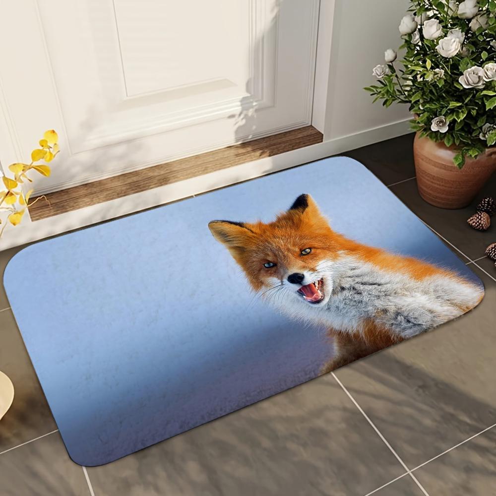 1pc Cute Fox Animal Bathroom Absorbent Mats Anti-Slip Mats Home Decor Supplies Carpets Home Kitchen Floor Mats