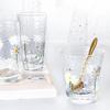 1 pezzo INS Stampa Tazza Trasparente Fiore di Libbra Tazza di Vetro Stile Nordico Colazione Latte Succo di Vetro Resistente Al Calore Caffè Tè Tazza di Acqua