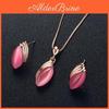 Necklace Pendant Marquise Faux Gemstone Ear Stud Earrings Women Jewelry Set
