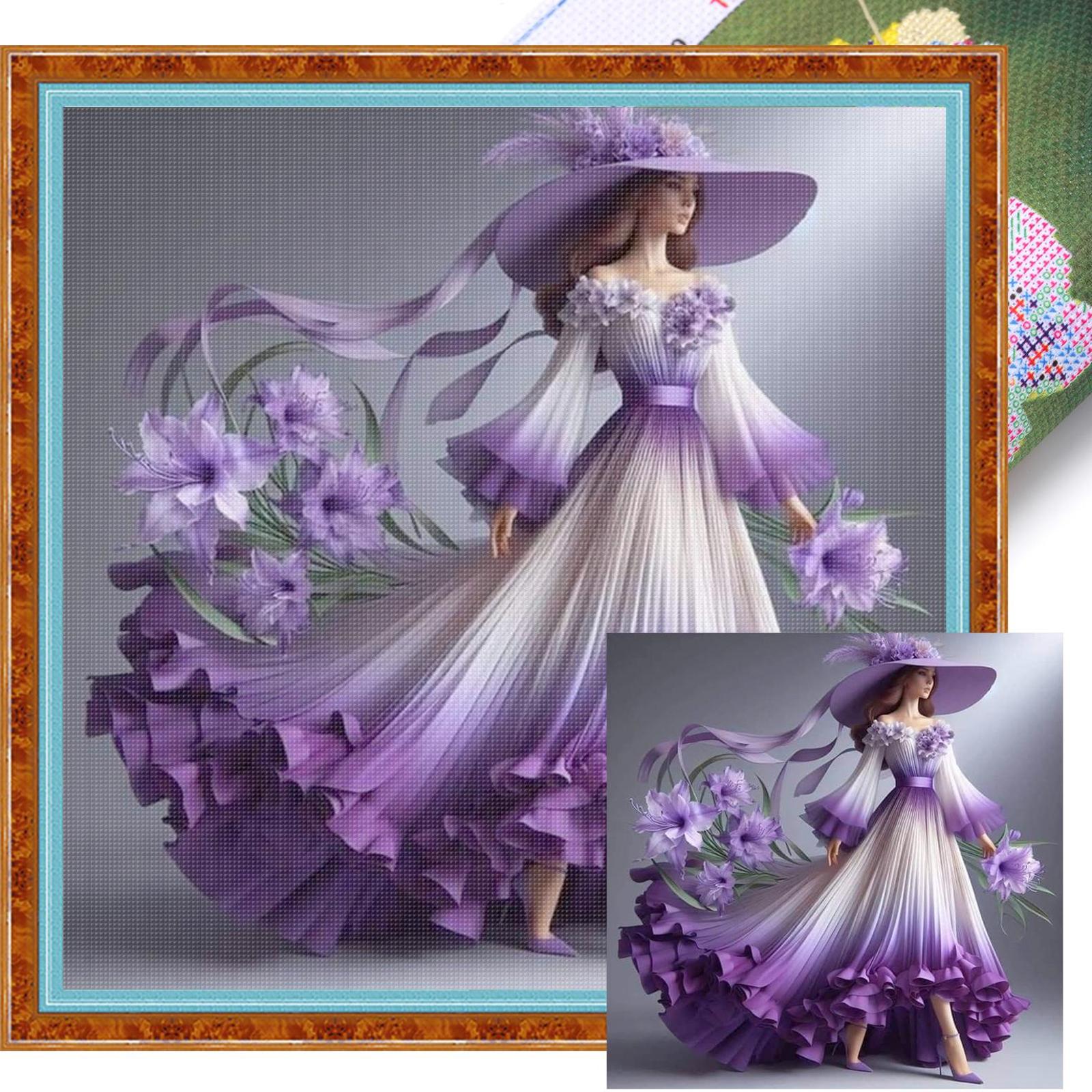 

Набор для вышивания крестом с принтом девочки 45x45см Сделай сам 11CT Набор для вышивания Домашний декор