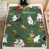 Moomin Printed Flannel Blanket, soft throw for bedroom sofa, washable, fan merchandise, great gift.
