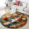 Koi Fish Round Area Rug,Carpet Rug for Living Room Bedroom Sofa Playroom Decor,Non-slip Floor Mat