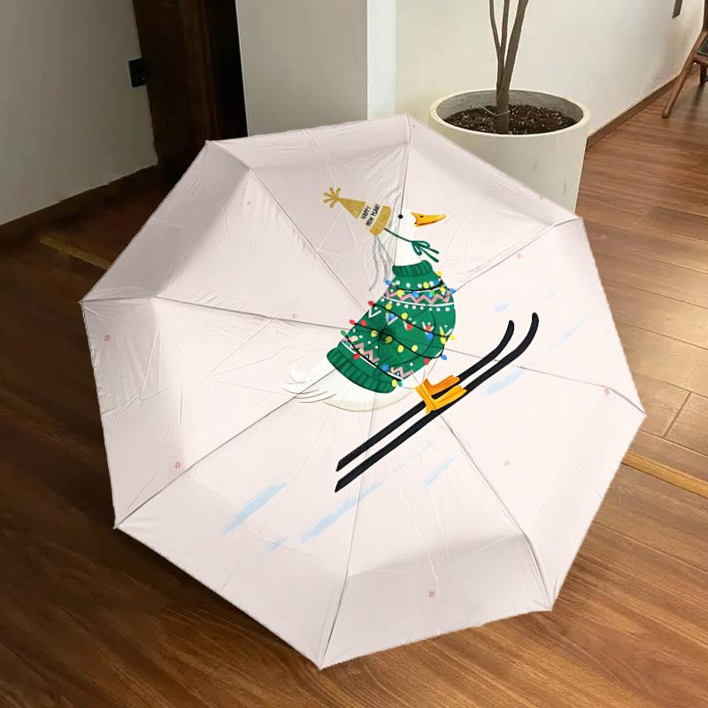 

1pc Skiing Duck Automatic Folding Umbrella - Portable Collapsible Design, 8-Rib Iron Frame, Casual Outdoor Accessory yy251215205