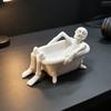 Funny Bathtub Decor Realistic Skeleton Statue, Scary Prank Toy for Desk Haunted Trick Toys House Decor, Spooky Mini Skull Ornament Party Halloween