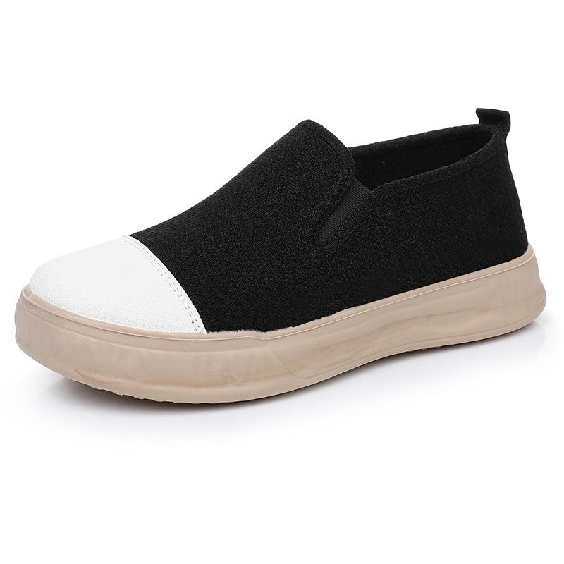 

Cloth shoes women s one-pedal lazy canvas shoes medium and old flat-bottomed fashion casual shoes 36 чорний