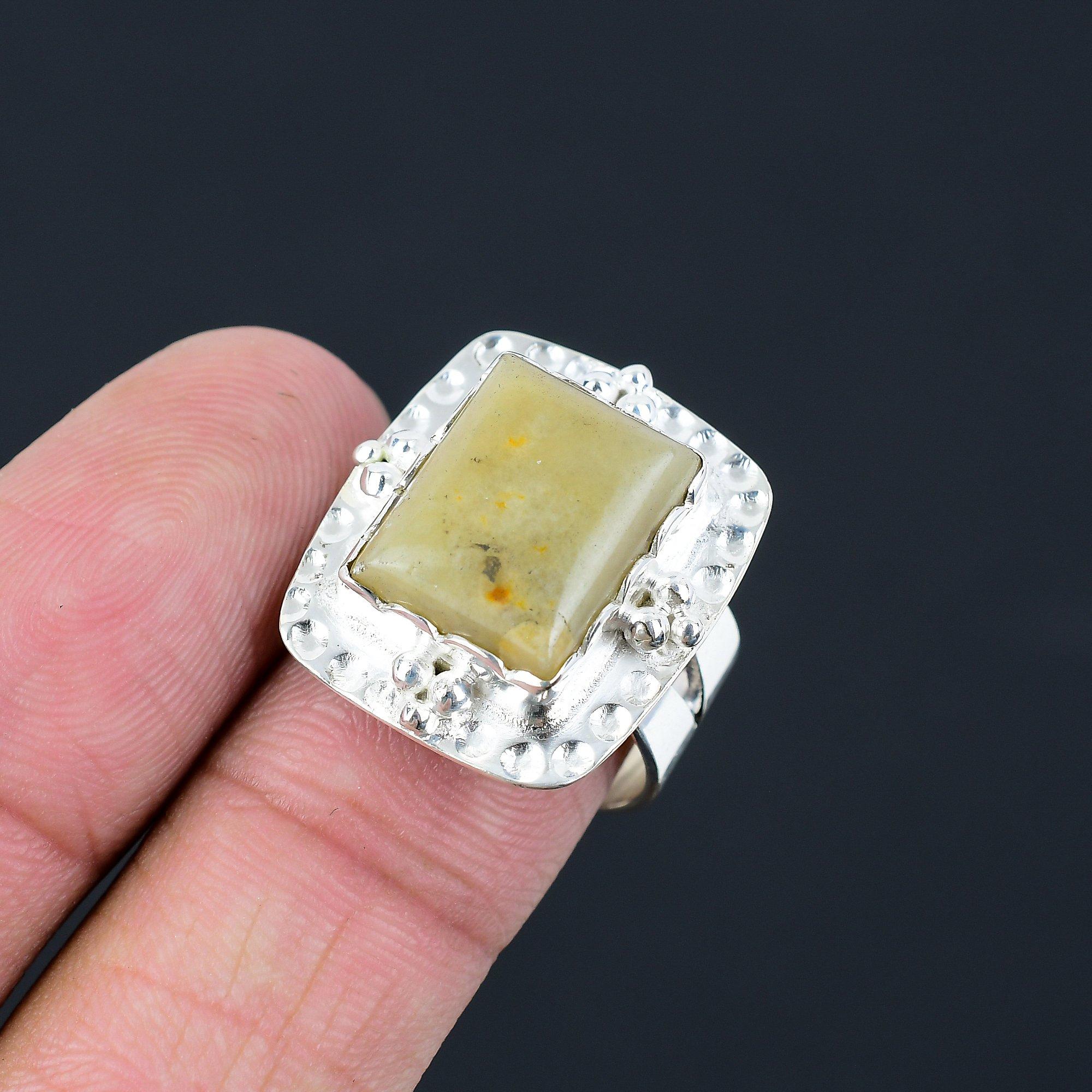 Polychrome Jasper Gemstone Statement Handcrafted Ring Jewelry 925 Silver US 8.5 8.5