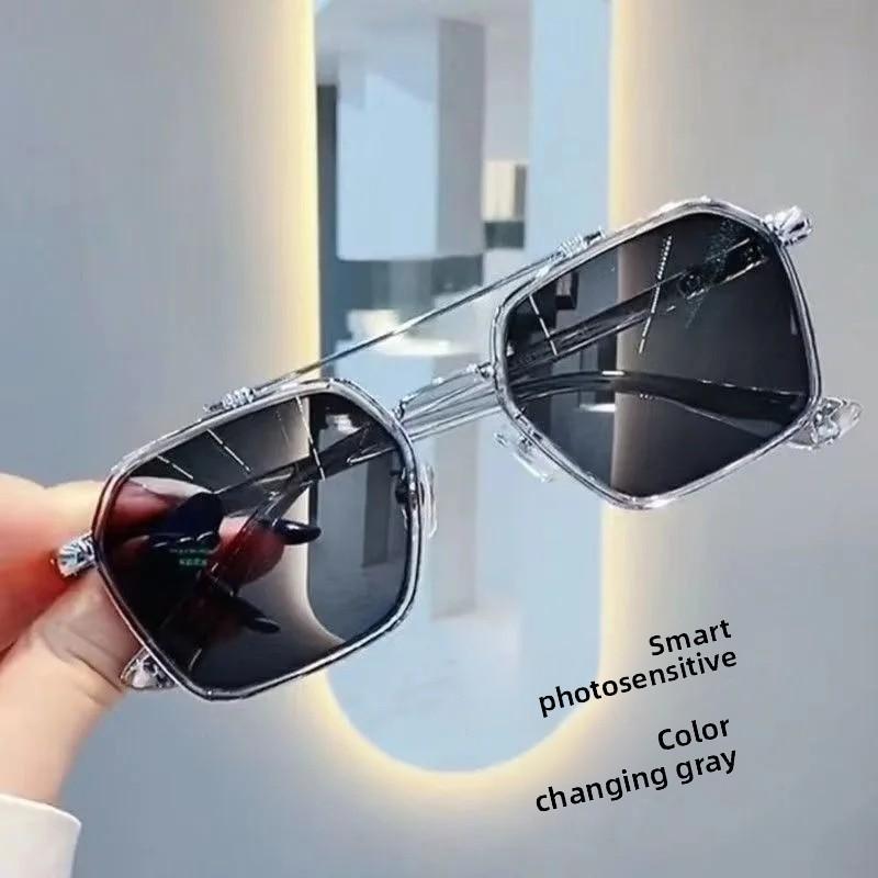 

Photochromic Polarized Sunglasses Double Bridge Driving Men Women Sun Glasses Uv400 Protection Fashionable Eyewear Resin Lens Photochromic