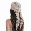Sheer Mesh Floral Lace Scarf Hollow Design Crochet Headscarf Cute Beach Hair Band  Beach Outfits