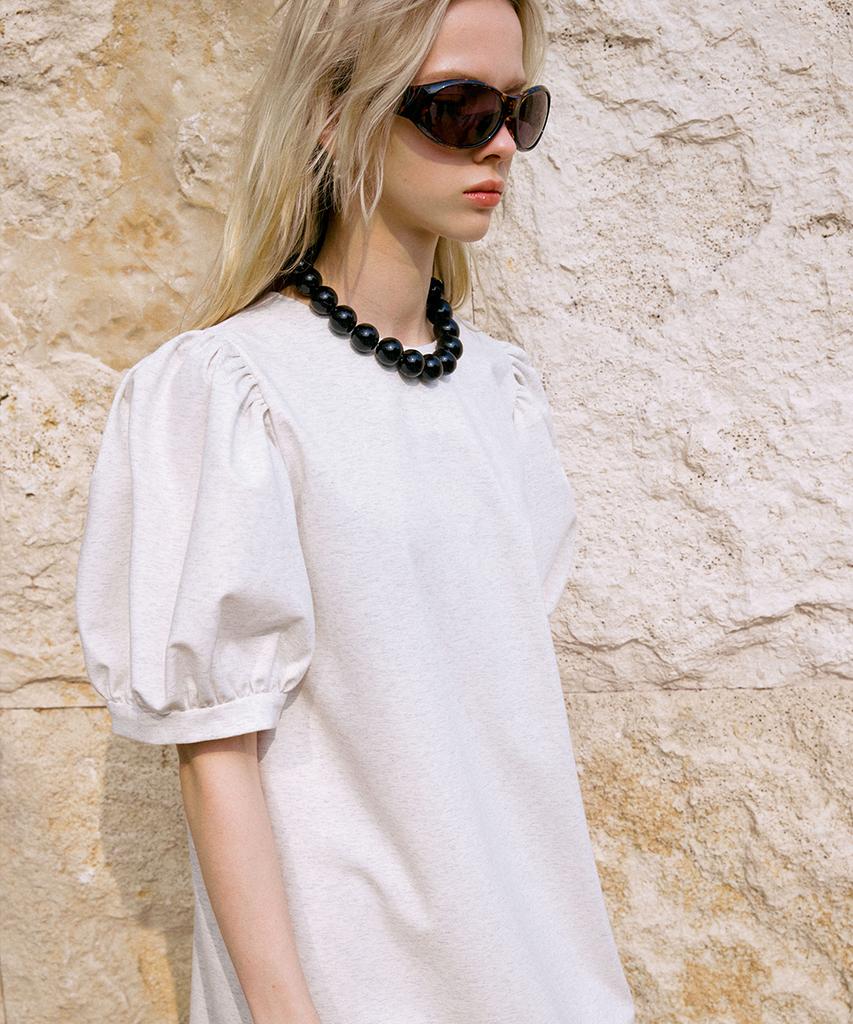 Dyuidyui Puff Sleeve Long Dress_Oatmeal