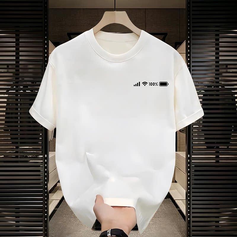 2026 Street Style Electric Print Fashionable Casual Round Neck Pure Cotton Printed Short Sleeved Unisex Personalized Tshirt