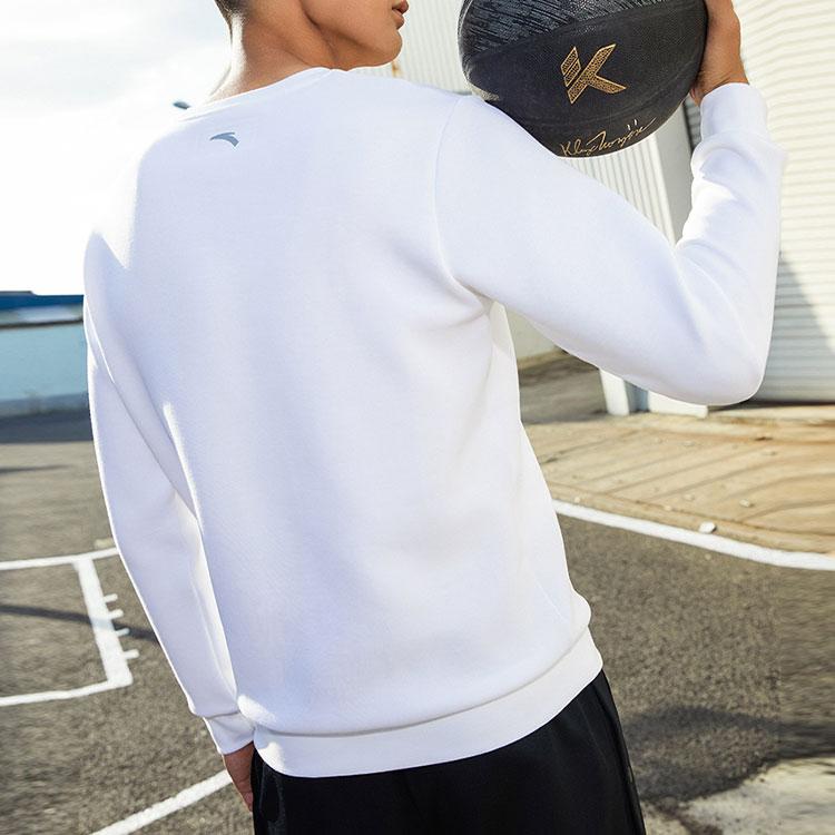 Anta Basketball Series Casual Long Sleeve Pullover Sweatshirt Men Sweatshirt Pure-White 152211717-1