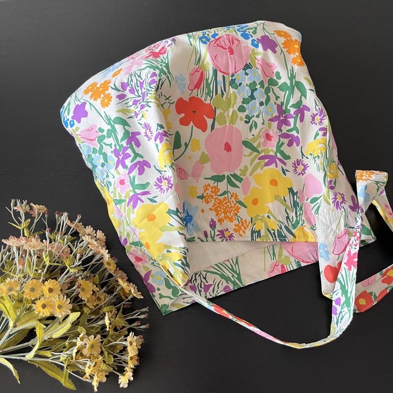 Han Style Ins Fresh Flower Bag Thin Cotton Shoulder Cross-body Large Capacity Women's Canvas