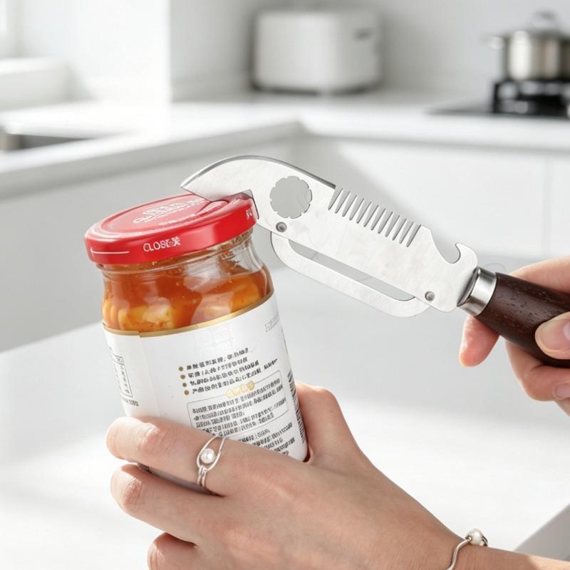 Multifunctional Stainless Steel Peeler With Bottle Opener Nut Cutter Comfort Grip Handle For Kitchen Fruit Vegetable Prep