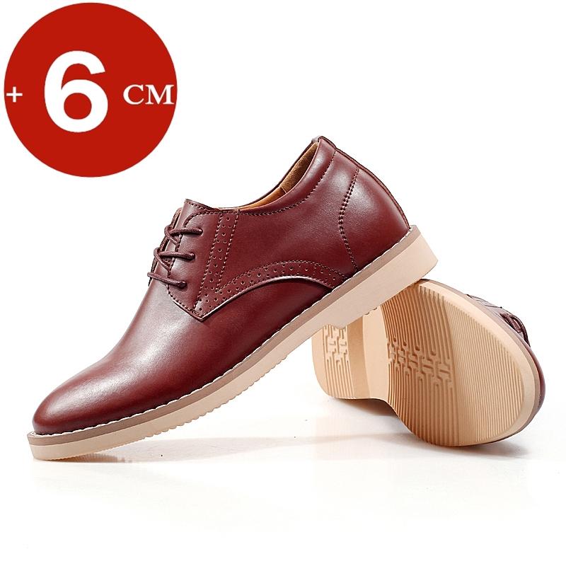 Fashion Genuine Leather Men Casual Elevator Shoes Wedding Business 6-7 CM Height Increase Lift Shoes Invisible Taller Fashion Leisure