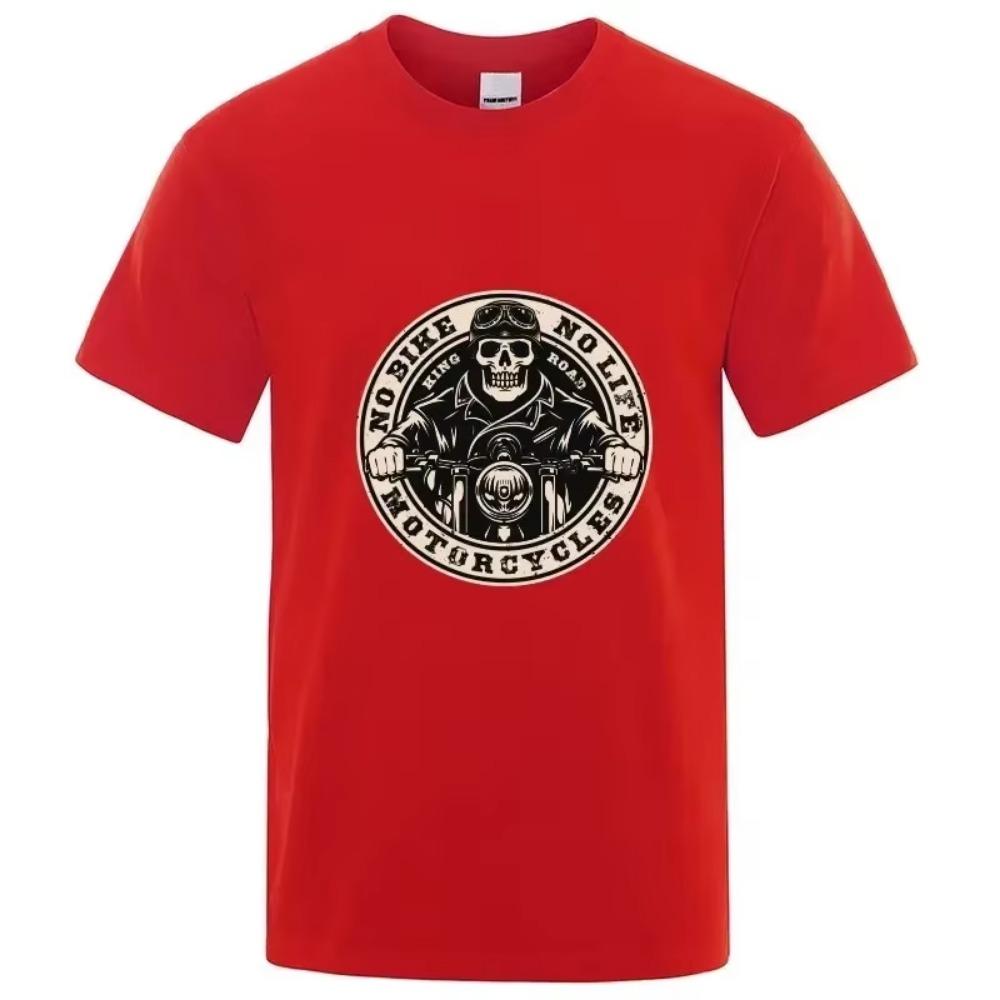 Skull Short Sleeve Cotton T-shirt Motorcycle Addict Piston T Shirt Hip Hop Men's Shirt Cool Tees Harajuku Fashion Streetwear