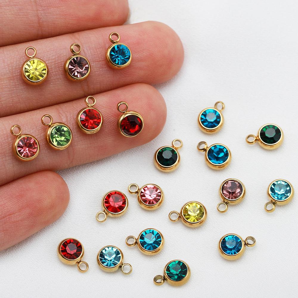 20pcs Stainless Steel Rhinestone Beads Transparent Clear Crystal Charms Pendants for Jewelry Making DIY Necklace Bracelet Charms