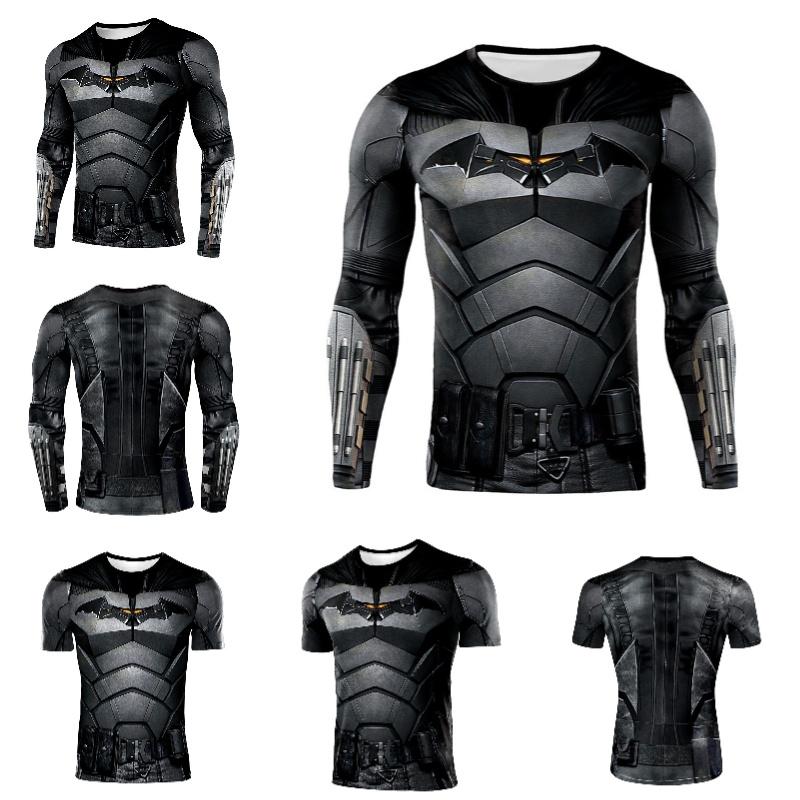 Durable Black Polyester Batman Cosplay Tee For Sports And Fitness