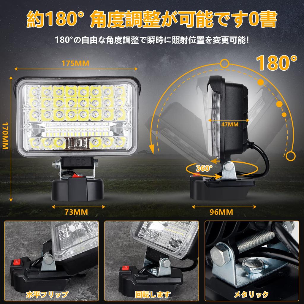 LIGKING LED Floodlight, 100W, 9800LM, Work Light, Makita Compatible, LED Light, Makita 18V Lithium, Makita Compatible 14.4V, 18V LED, Emergency